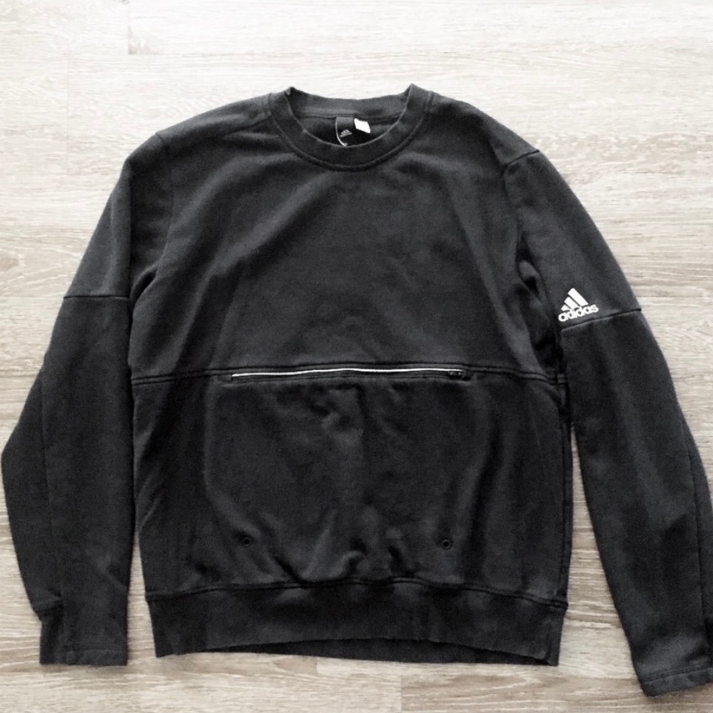 Vintage ADIDAS Black Kanga Pocket Pullover Crewneck
